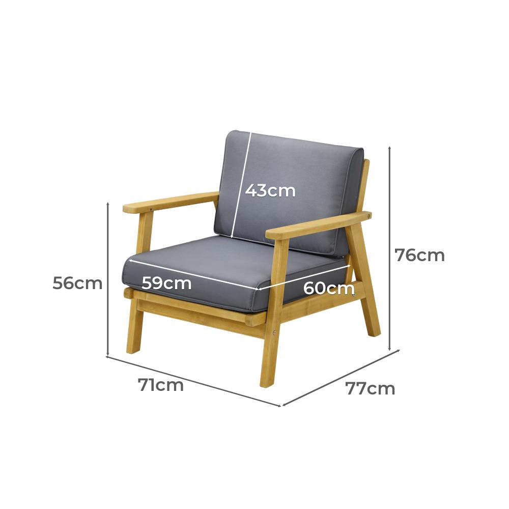 Breeze Designer Outdoor Sun Lounge Armchairs | Soft Cushioned Wooden Patio Lounge Chairs