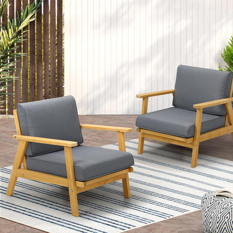Breeze Designer Outdoor Sun Lounge Armchairs | Soft Cushioned Wooden Patio Lounge Chairs