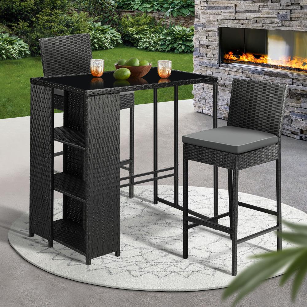 Biso Deluxe Outdoor Rattan Wicker Bar Sets | Weather Resistant Durable Rattan Bar Patio Sets