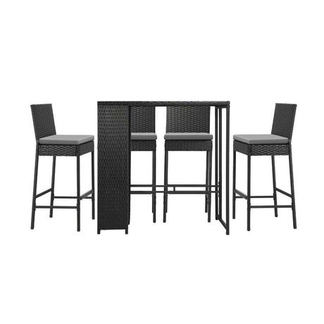 Biso Deluxe Outdoor Rattan Wicker Bar Sets | Weather Resistant Durable Rattan Bar Patio Sets