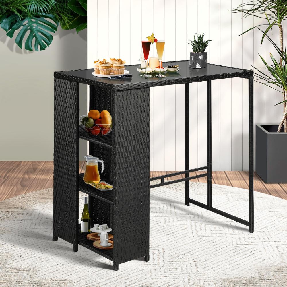 Biso Deluxe Outdoor Rattan Wicker Bar Sets | Weather Resistant Durable Rattan Bar Patio Sets