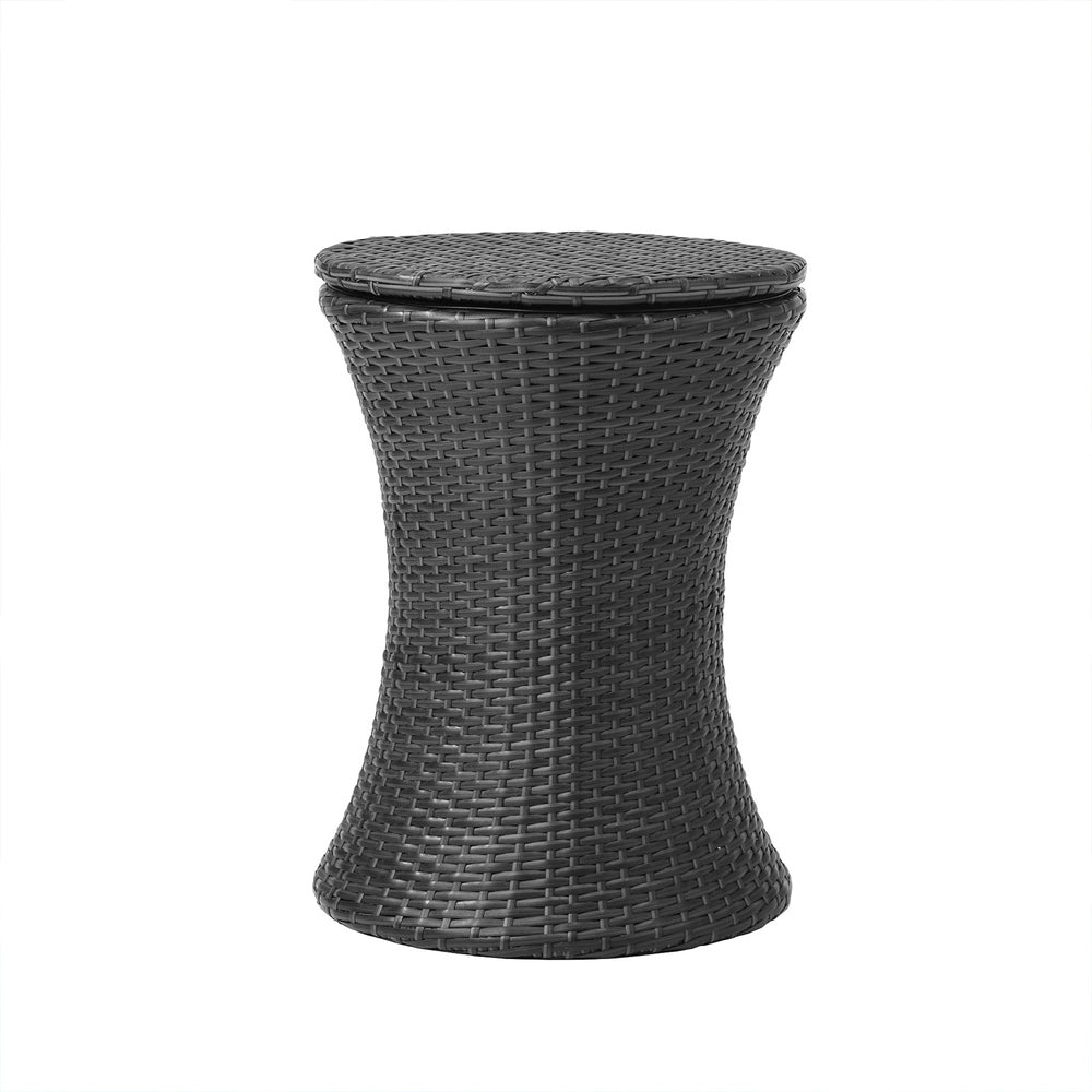 Amari Two in One Rattan Ice Bucket Storage Table | Round Secret Ice Storage Wicker Table