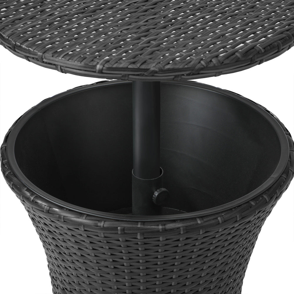 Amari Two in One Rattan Ice Bucket Storage Table | Round Secret Ice Storage Wicker Table