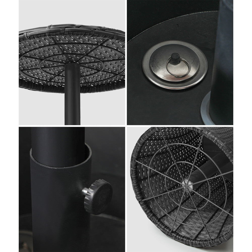 Amari Two in One Rattan Ice Bucket Storage Table | Round Secret Ice Storage Wicker Table