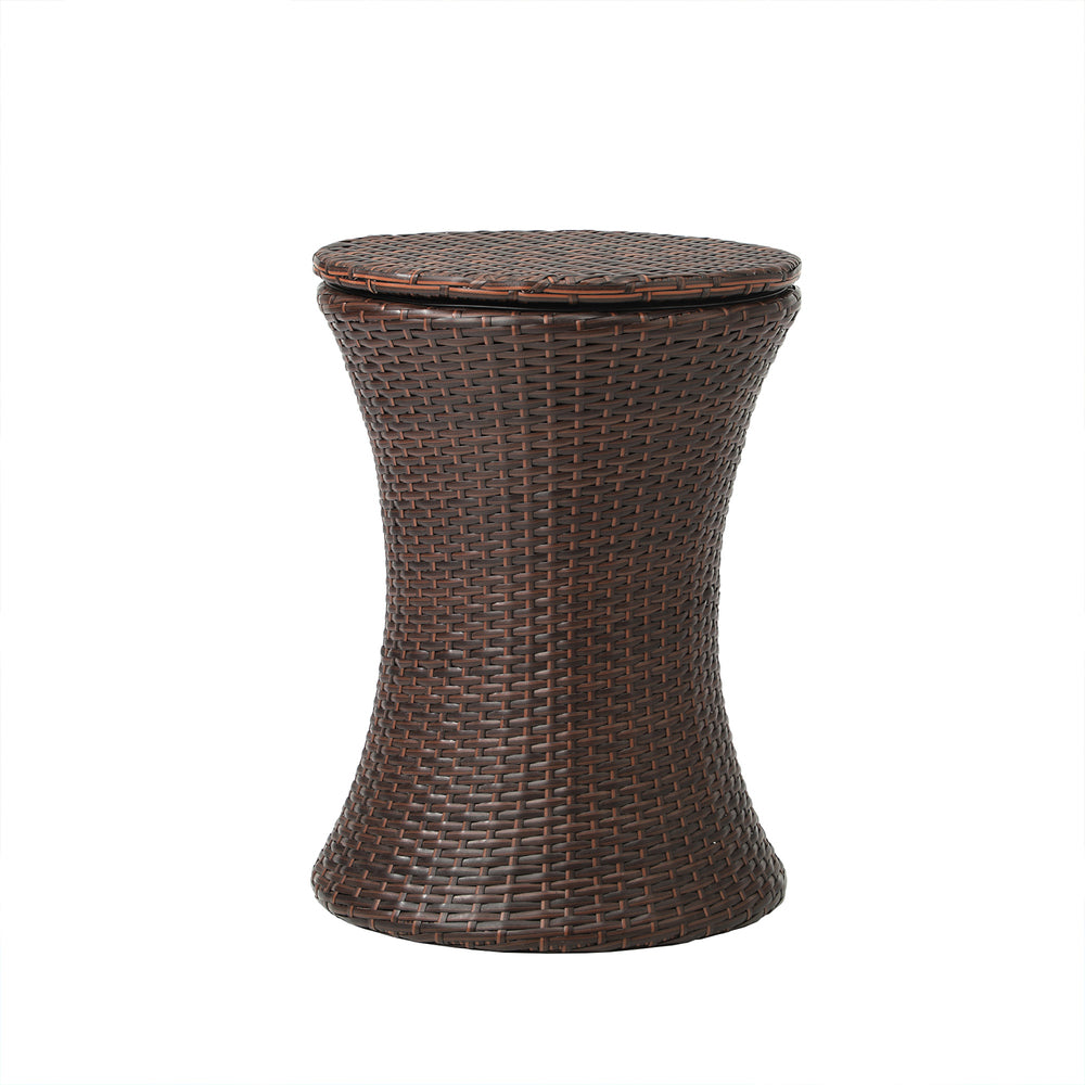 Amari Two in One Rattan Ice Bucket Storage Table | Round Secret Ice Storage Wicker Table