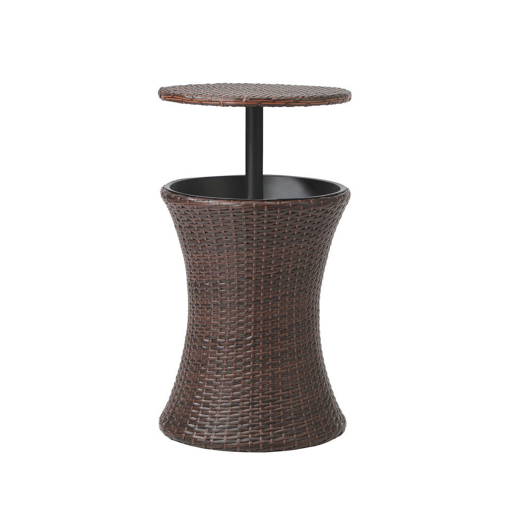 Amari Two in One Rattan Ice Bucket Storage Table | Round Secret Ice Storage Wicker Table
