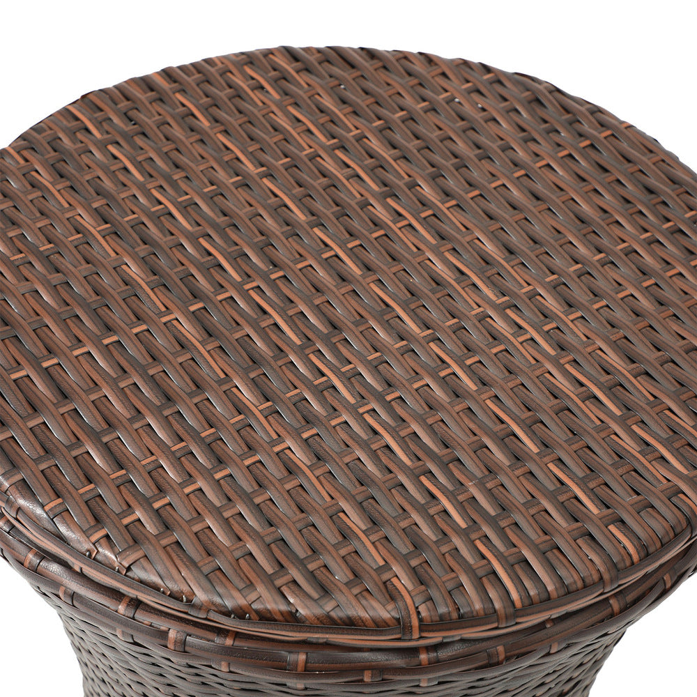 Amari Two in One Rattan Ice Bucket Storage Table | Round Secret Ice Storage Wicker Table