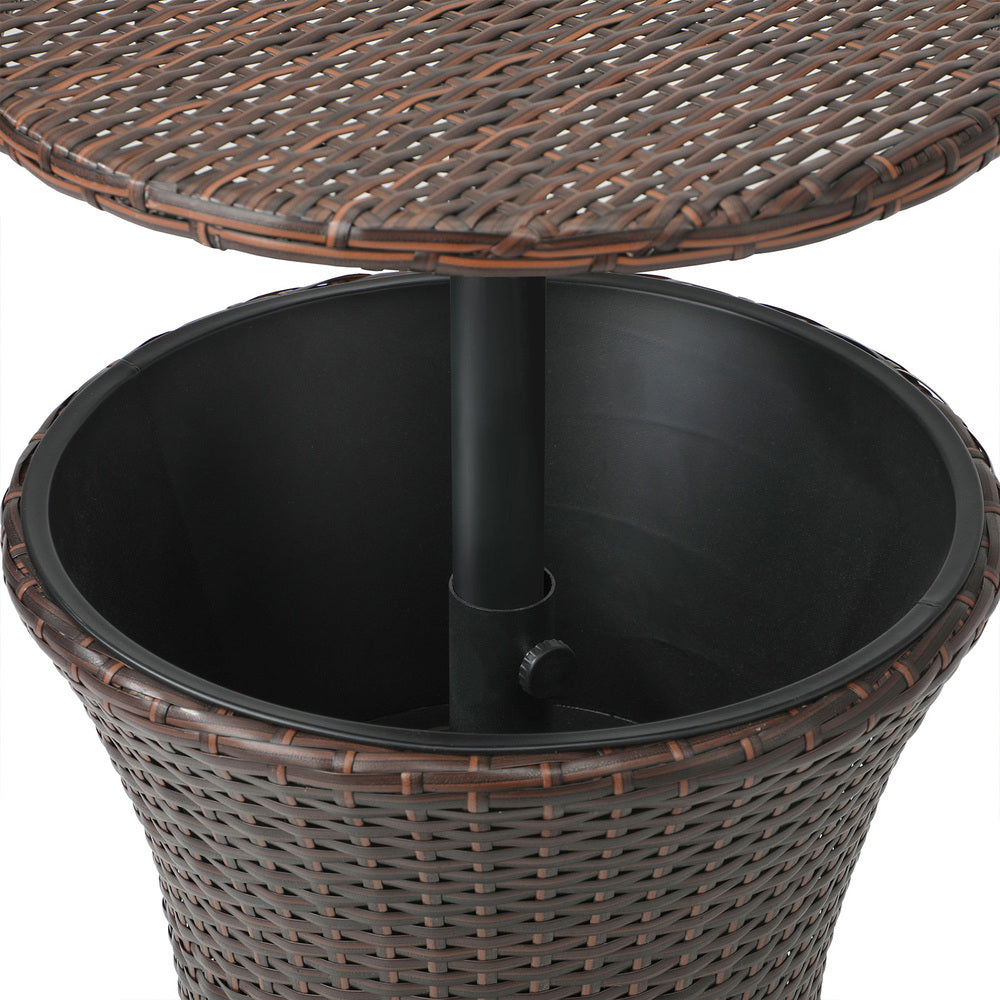 Amari Two in One Rattan Ice Bucket Storage Table | Round Secret Ice Storage Wicker Table