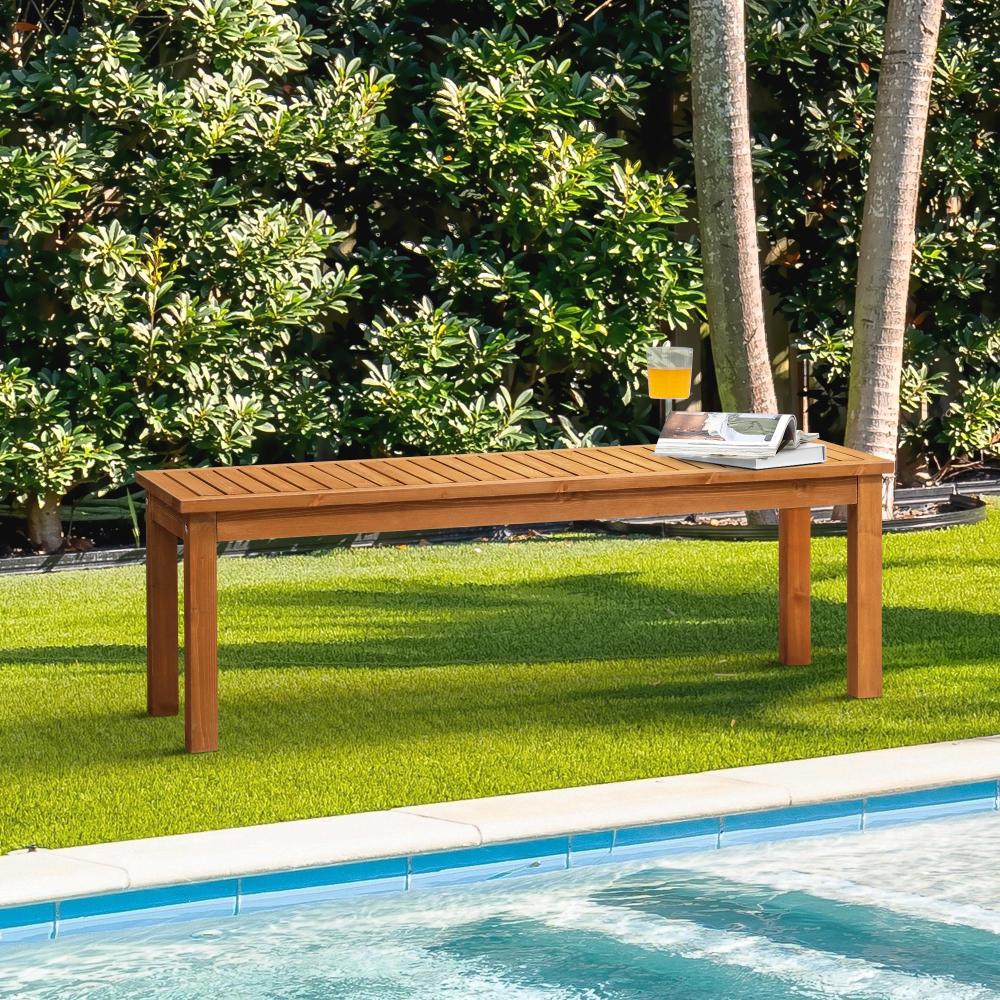 Mileni Wooden Luxe Outdoor Garden Bench | High Quality Weather Resistant Pool Patio Seating Bench