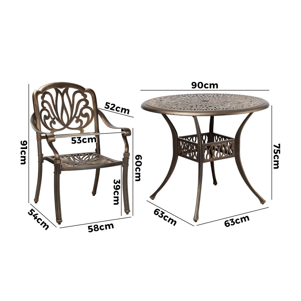 Astano High Quality Vintage Cast Aluminium Outdoor Patio Set | Durable Heavy Metal Outdoor Table Chair Set