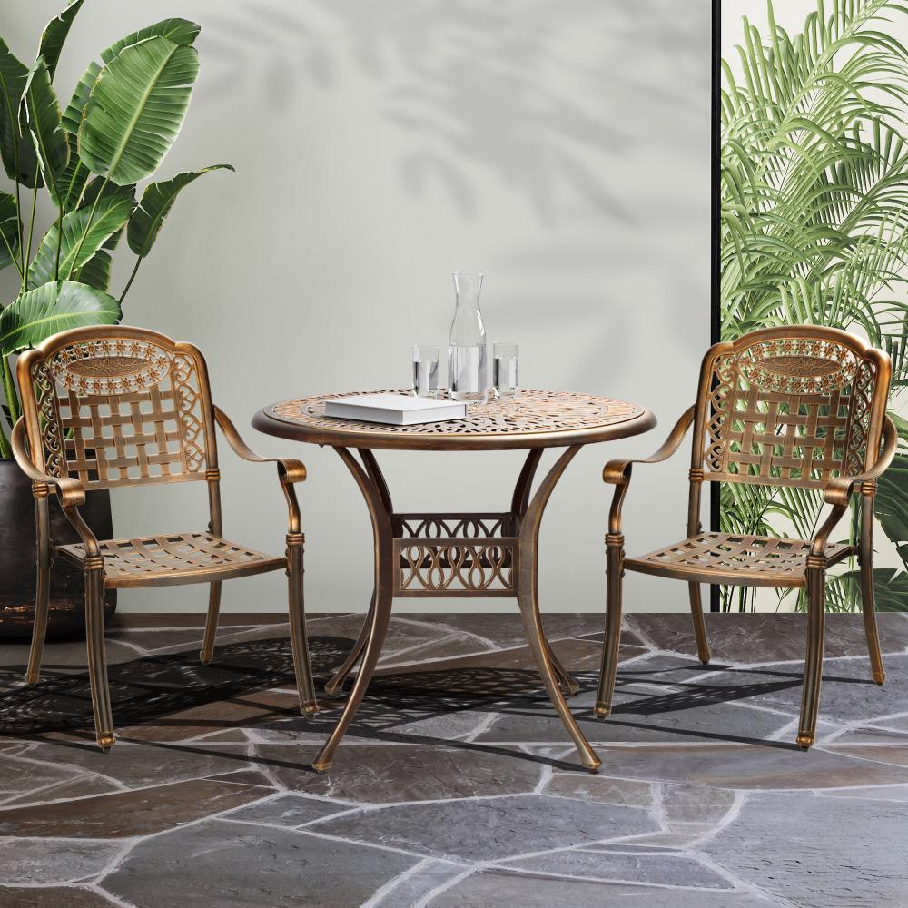 Astano High Quality Vintage Cast Aluminium Outdoor Patio Set | Durable Heavy Metal Outdoor Table Chair Set