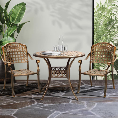 Astano High Quality Vintage Cast Aluminium Outdoor Patio Set | Durable Heavy Metal Outdoor Table Chair Set