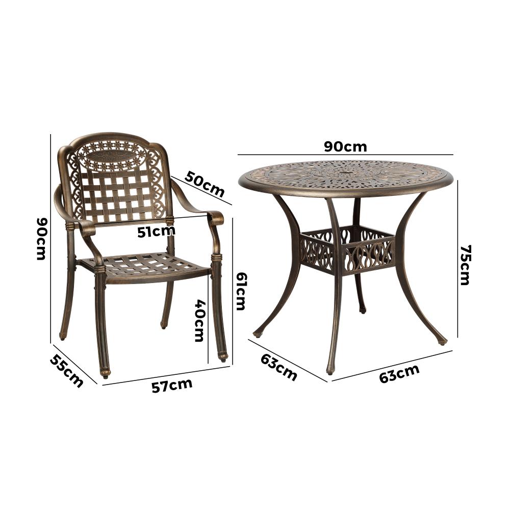 Astano High Quality Vintage Cast Aluminium Outdoor Patio Set | Durable Heavy Metal Outdoor Table Chair Set