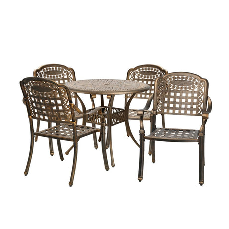 Astano High Quality Vintage Cast Aluminium Outdoor Patio Set | Durable Heavy Metal Outdoor Table Chair Set