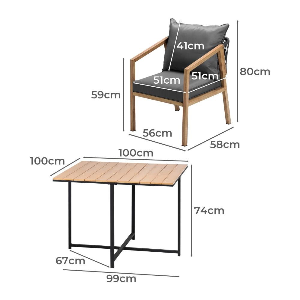 Designer Nuvo 5pc Modern Table and Chair Outdoor Set | Soft Cushioned Chairs and Table Patio Furniture Set