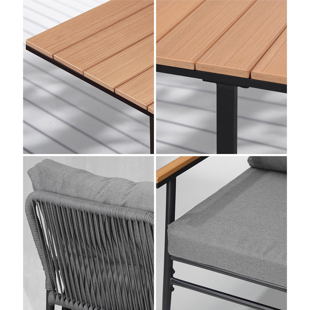 Empire Black 5pc Modern Table and Chair Outdoor Set | Designer Cushioned Chairs and Table Patio Furniture Set