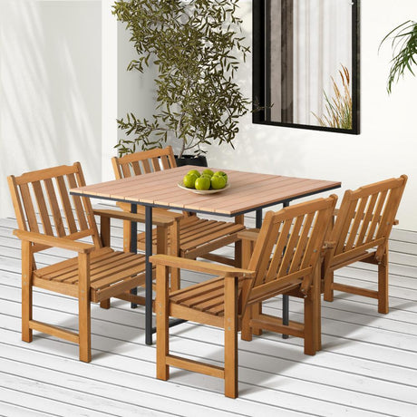Designer Nuvo 5pc Modern Table and Chair Outdoor Set | Soft Cushioned Chairs and Table Patio Furniture Set