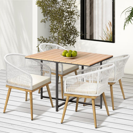 Designer Nuvo 5pc Modern Table and Chair Outdoor Set | Soft Cushioned Chairs and Table Patio Furniture Set