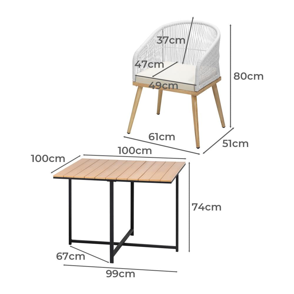 Designer Nuvo 5pc Modern Table and Chair Outdoor Set | Soft Cushioned Chairs and Table Patio Furniture Set