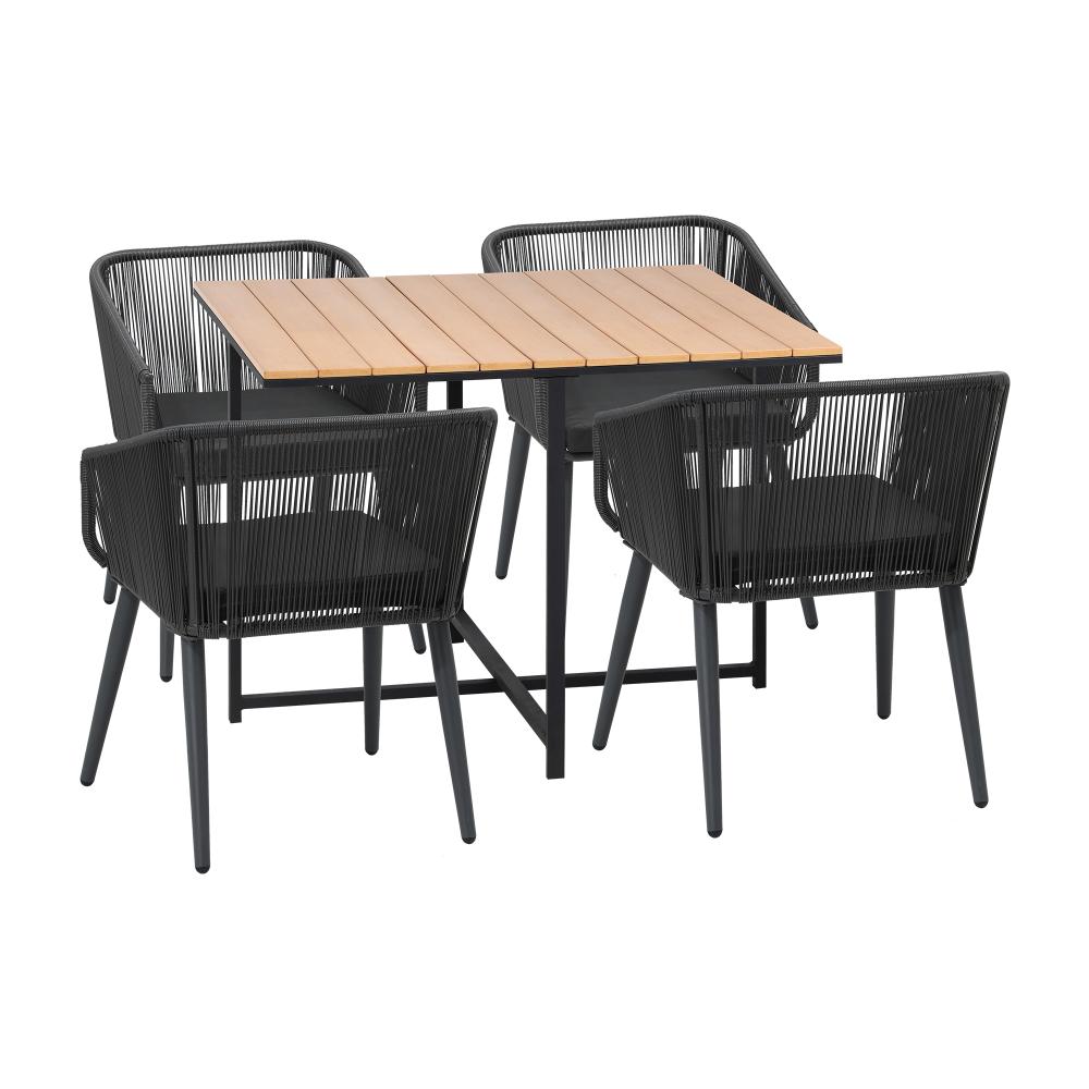 Designer Nuvo 5pc Modern Table and Chair Outdoor Set | Soft Cushioned Chairs and Table Patio Furniture Set