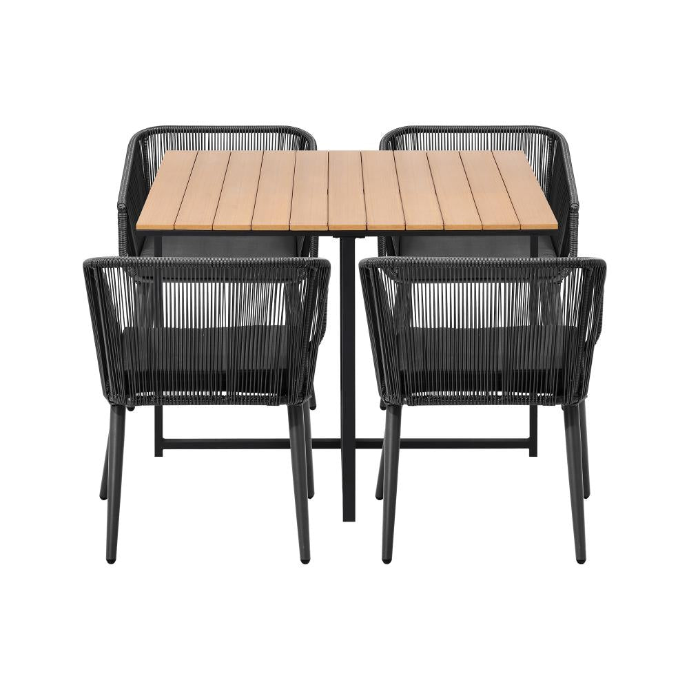 Designer Nuvo 5pc Modern Table and Chair Outdoor Set | Soft Cushioned Chairs and Table Patio Furniture Set