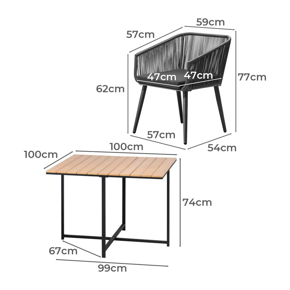 Designer Nuvo 5pc Modern Table and Chair Outdoor Set | Soft Cushioned Chairs and Table Patio Furniture Set