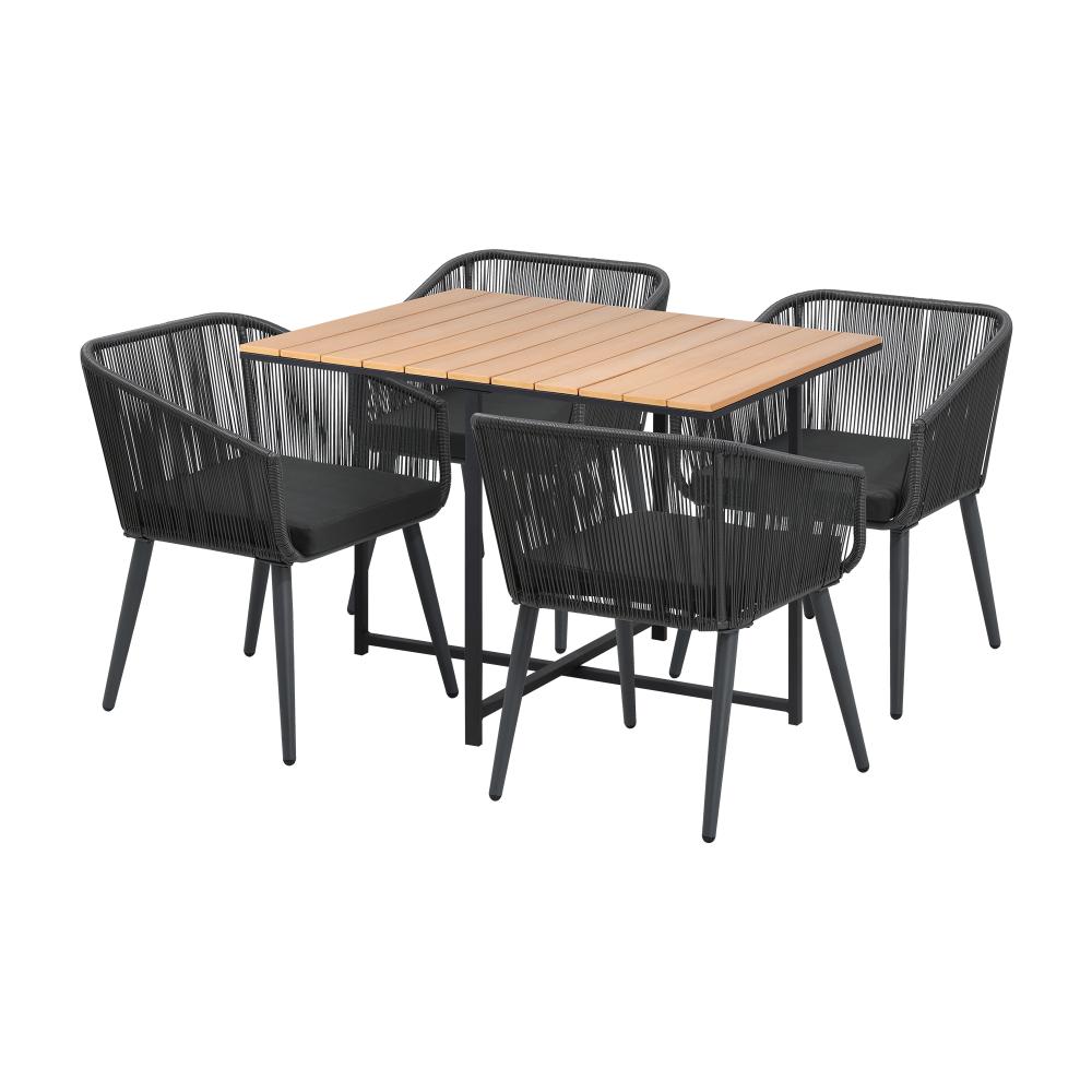 Designer Nuvo 5pc Modern Table and Chair Outdoor Set | Soft Cushioned Chairs and Table Patio Furniture Set