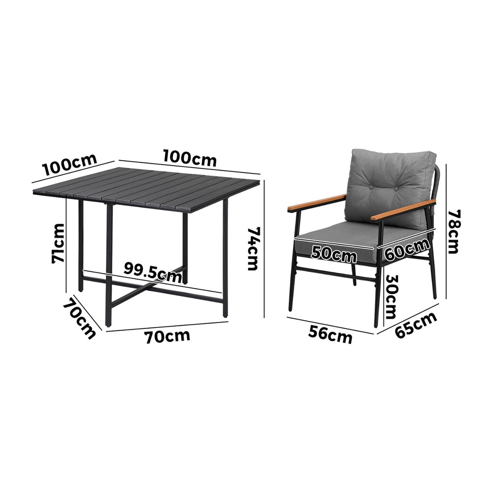 Empire Black 5pc Modern Table and Chair Outdoor Set | Designer Cushioned Chairs and Table Patio Furniture Set