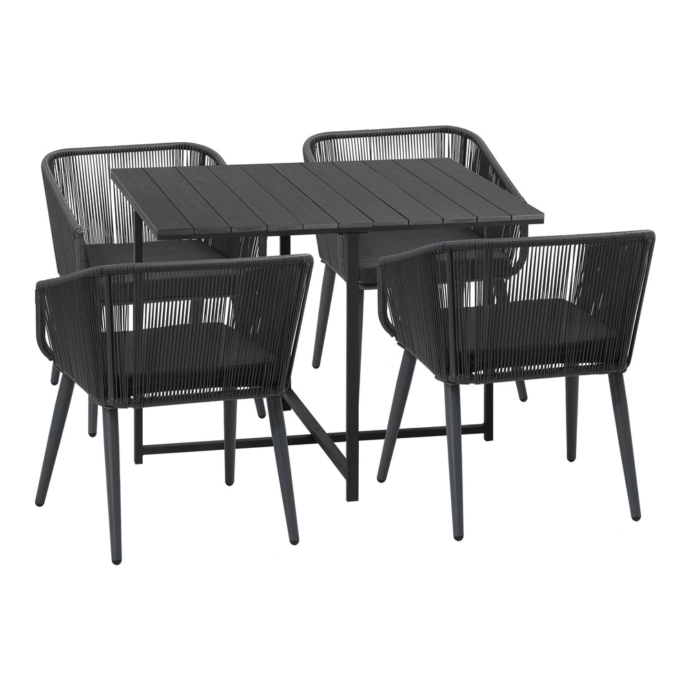 Luxe 5pc Modern Table and Chair Outdoor Set | Designer Cushioned Chairs and Table Patio Furniture Set