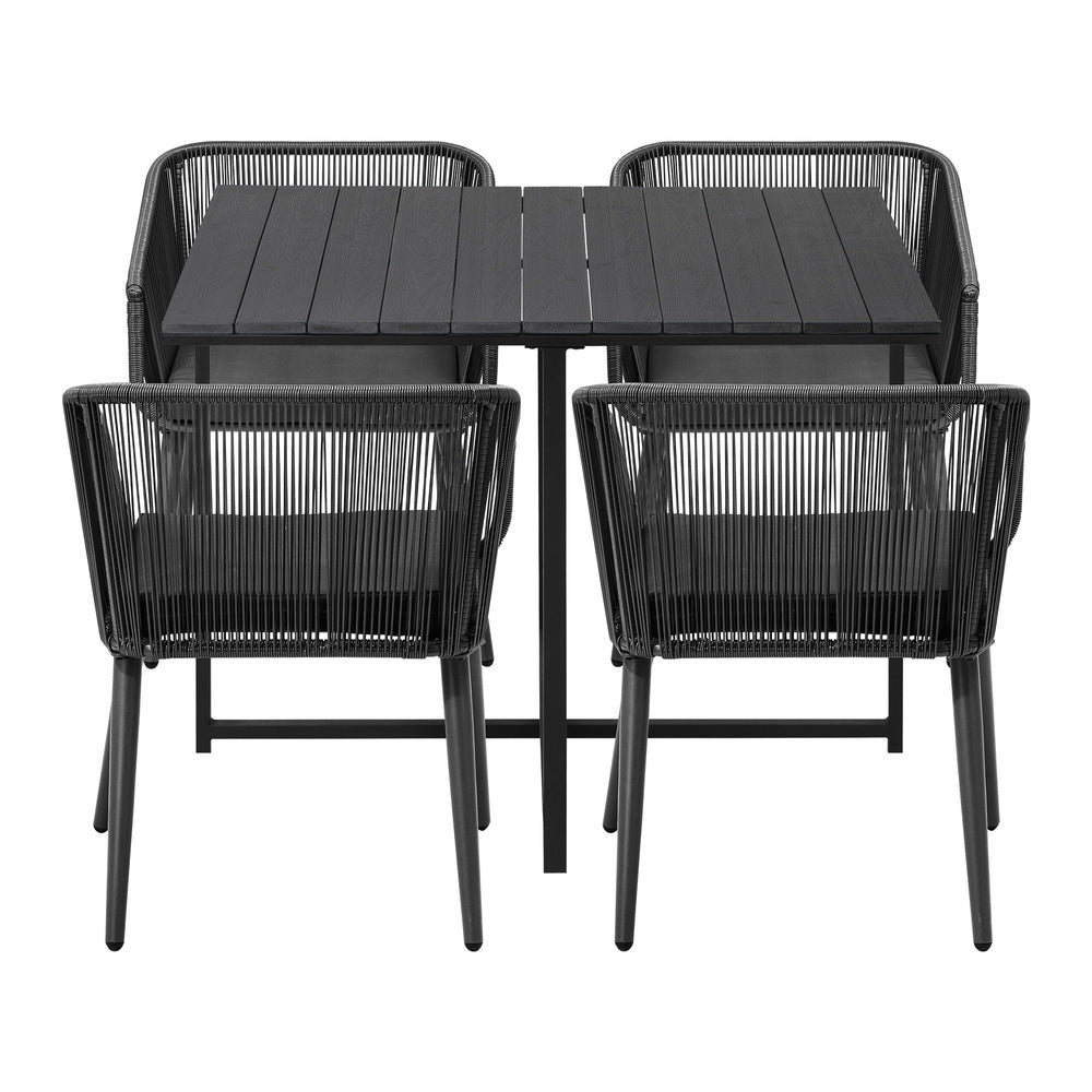 Luxe 5pc Modern Table and Chair Outdoor Set | Designer Cushioned Chairs and Table Patio Furniture Set