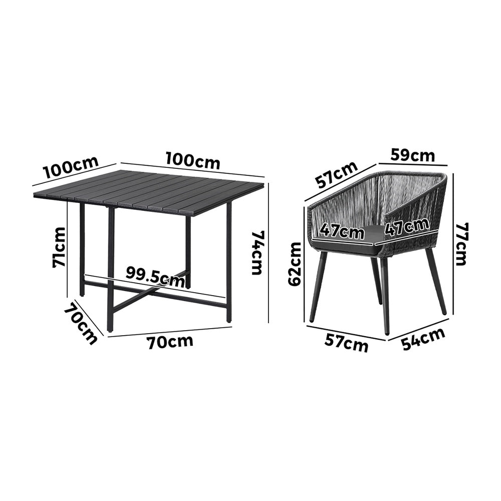 Luxe 5pc Modern Table and Chair Outdoor Set | Designer Cushioned Chairs and Table Patio Furniture Set