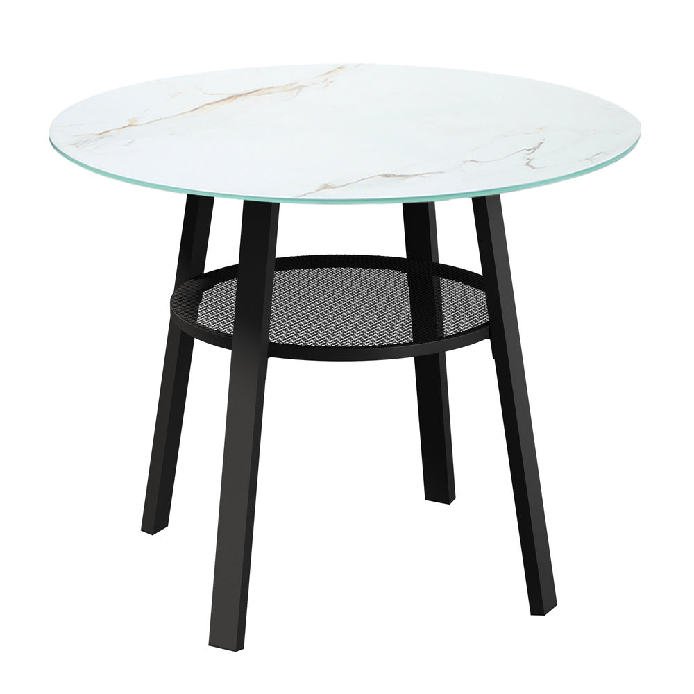 Playa Orsini 3 or 5pc Marble Style Table and Chair Outdoor Set | Soft Cushioned Chairs and Table Patio Furniture Set