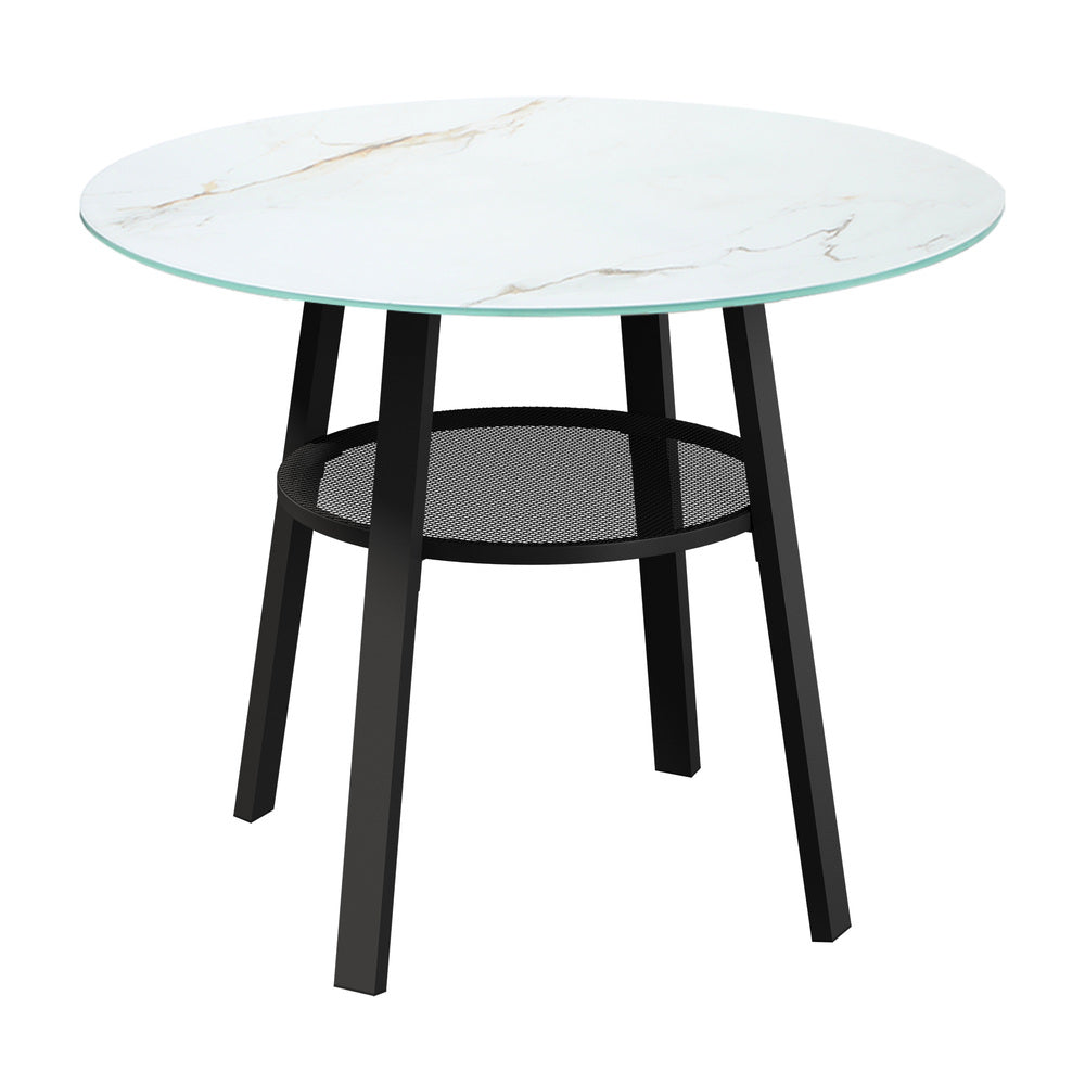 Playa Orsini 3 or 5pc Marble Style Table and Chair Outdoor Set | Soft Cushioned Chairs and Table Patio Furniture Set