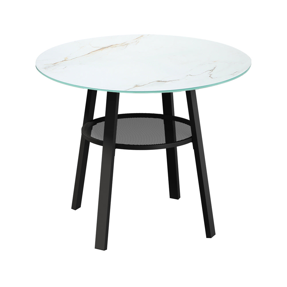 Playa Orsini 3 or 5pc Marble Style Table and Chair Outdoor Set | Soft Cushioned Chairs and Table Patio Furniture Set