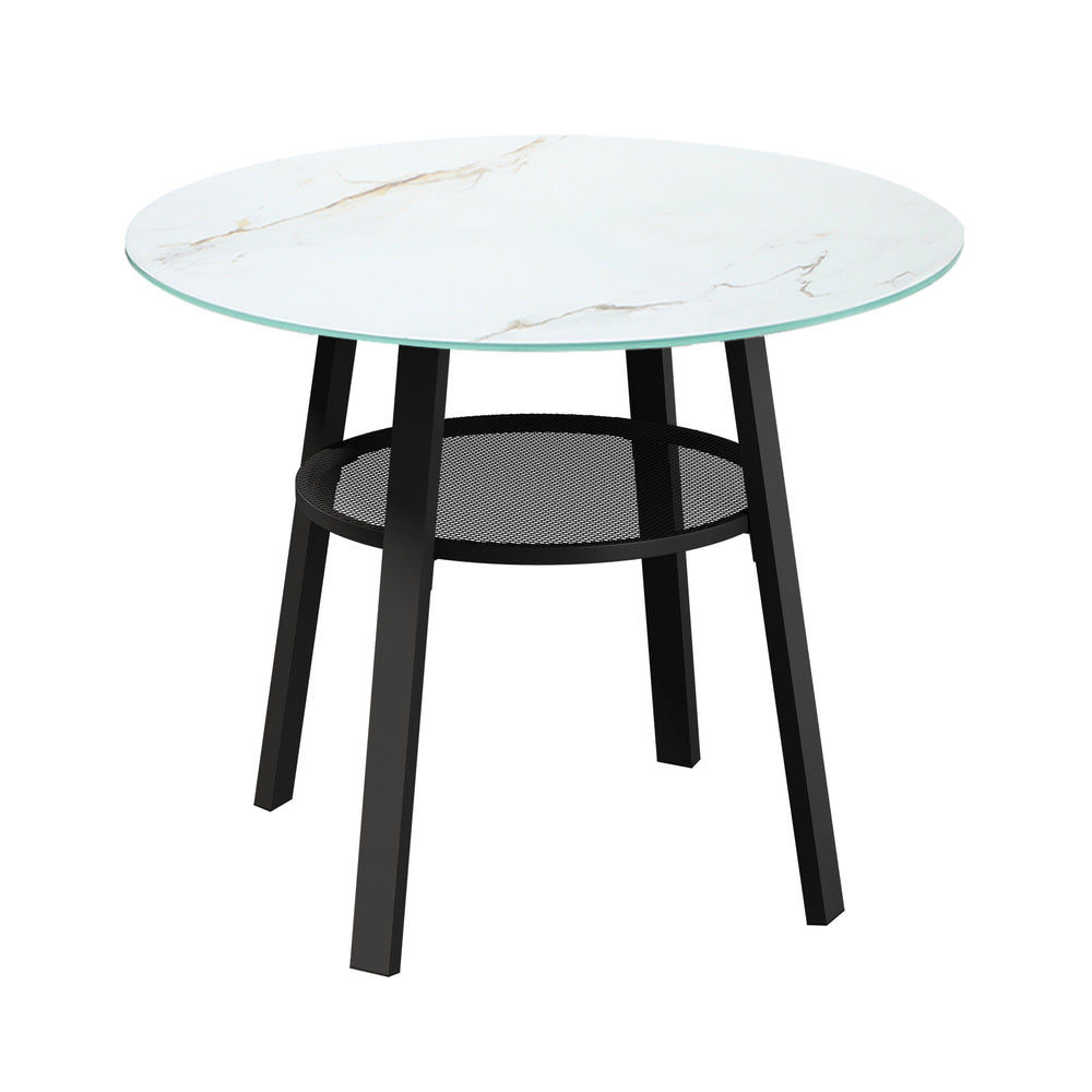 Playa Orsini 3 or 5pc Marble Style Table and Chair Outdoor Set | Soft Cushioned Chairs and Table Patio Furniture Set