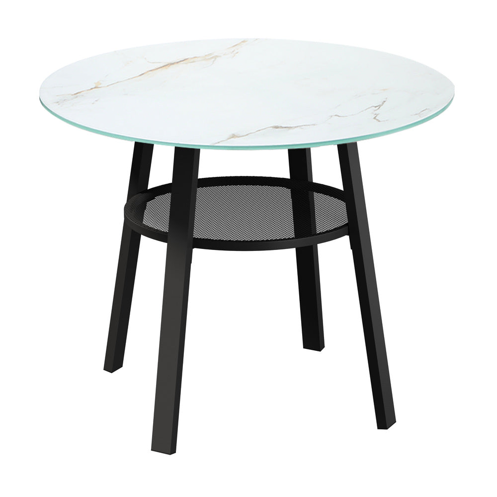 Playa Orsini 3 or 5pc Marble Style Table and Chair Outdoor Set | Soft Cushioned Chairs and Table Patio Furniture Set