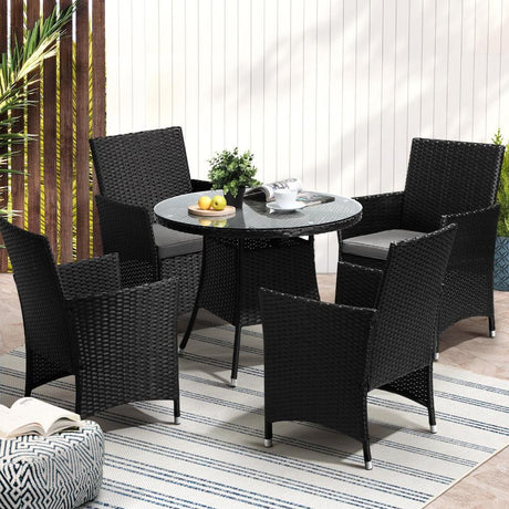 Sestre 5 Piece Wicker Rattan Outdoor Furniture Set | High Quality Weather Resistant Patio Garden Set