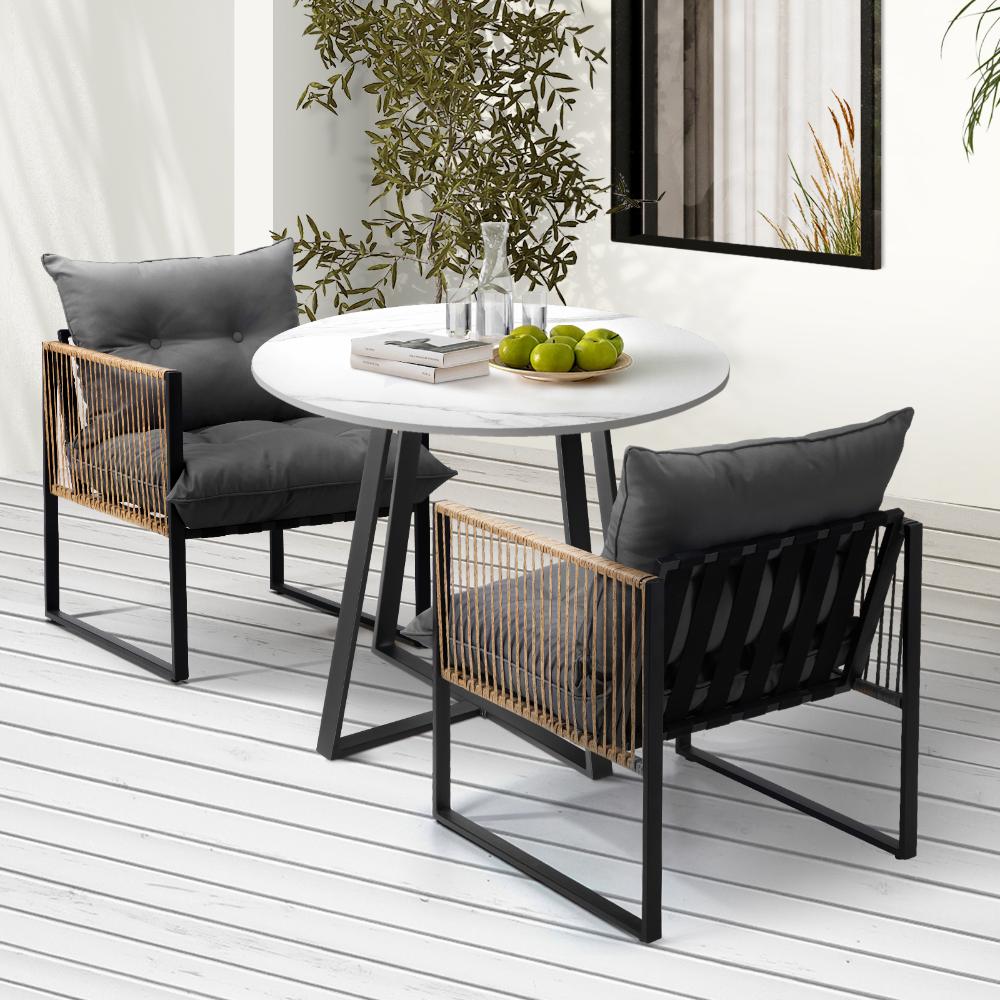Premium 3 or 5pc Nuvo Table and Chair Outdoor Set | Soft Cushioned Chairs and Table Patio Furniture Set