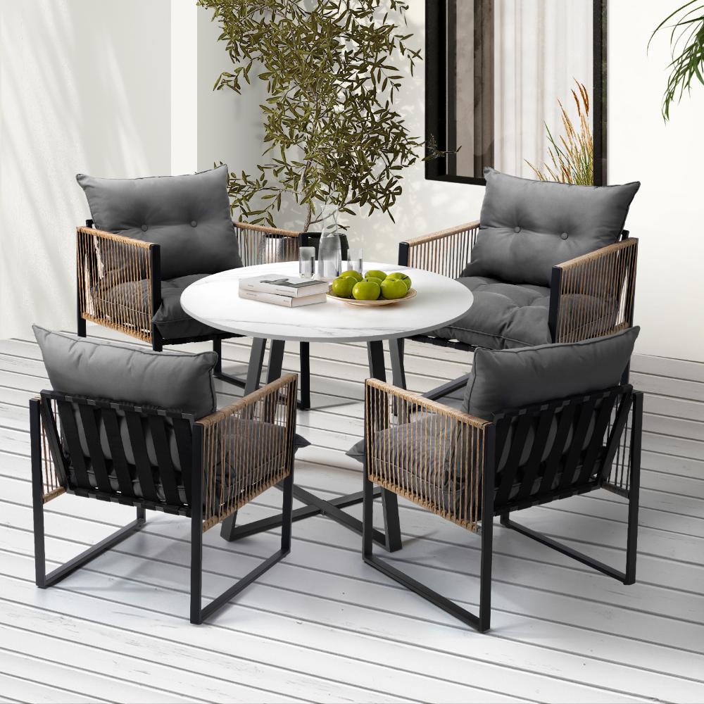 Premium 3 or 5pc Nuvo Table and Chair Outdoor Set | Soft Cushioned Chairs and Table Patio Furniture Set