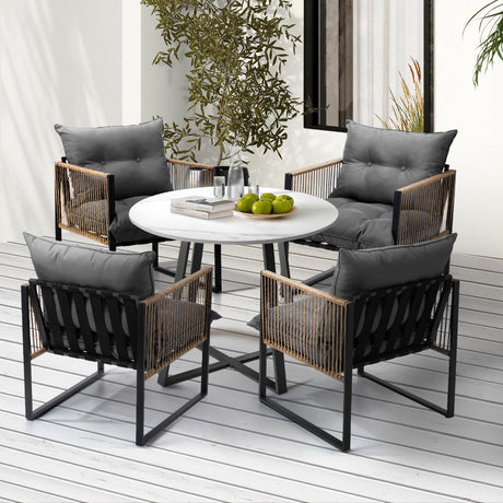 Premium 3 or 5pc Nuvo Table and Chair Outdoor Set | Soft Cushioned Chairs and Table Patio Furniture Set