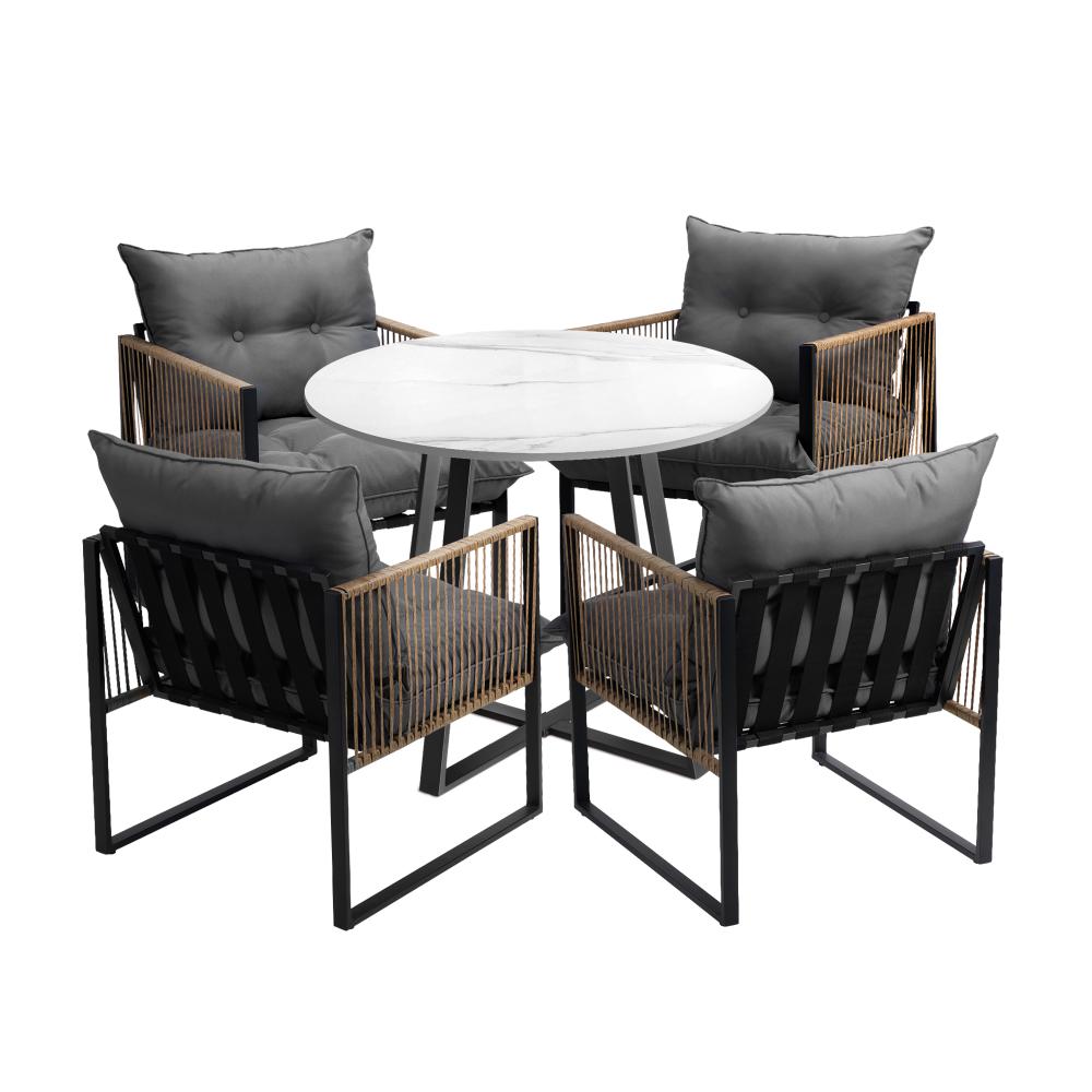 Premium 3 or 5pc Nuvo Table and Chair Outdoor Set | Soft Cushioned Chairs and Table Patio Furniture Set