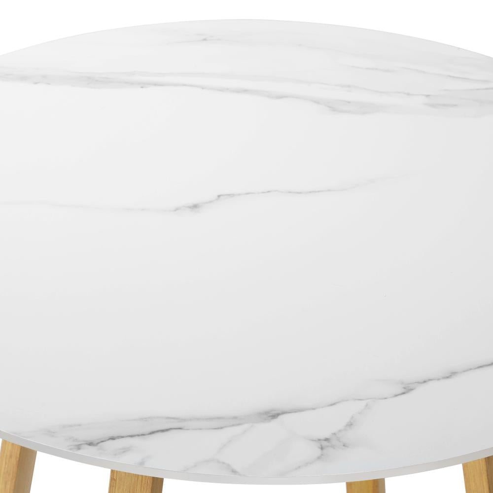 Designer 5pc Marble Stone Style Table and Chair Outdoor Set | Soft Cushioned Chairs and Table Patio Furniture Set