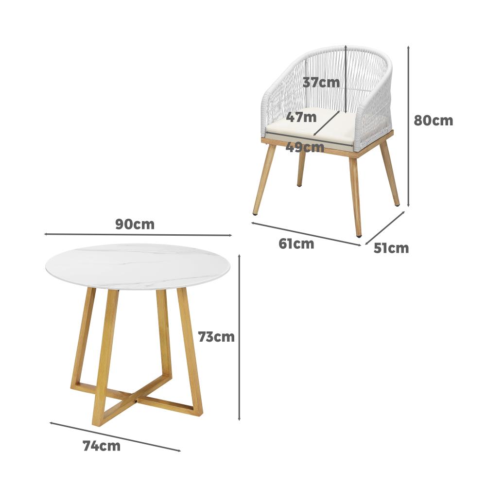 Designer 5pc Marble Stone Style Table and Chair Outdoor Set | Soft Cushioned Chairs and Table Patio Furniture Set