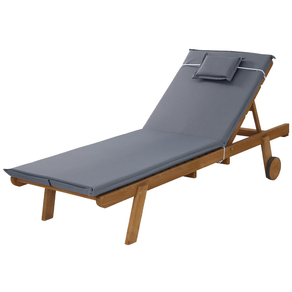 Monterosso Outdoor Cushioned Pool Loungers | Modern Adjustable Wooden Day Bed Sun Loungers