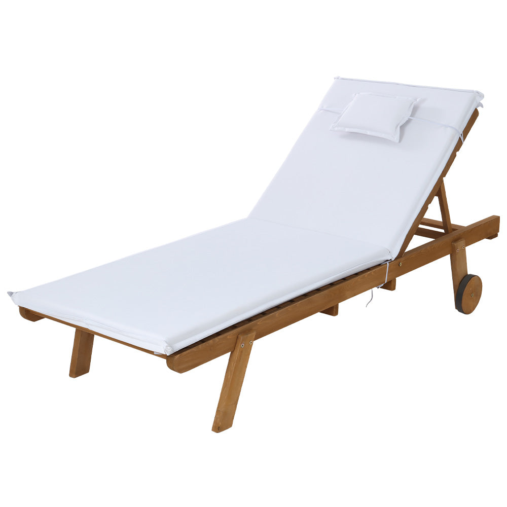 Monterosso Outdoor Cushioned Pool Loungers | Modern Adjustable Wooden Day Bed Sun Loungers