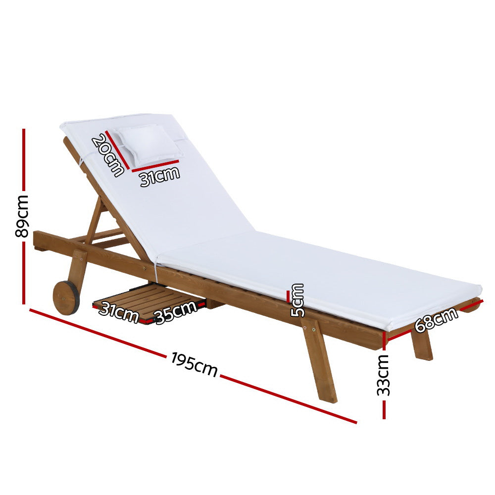 Monterosso Outdoor Cushioned Pool Loungers | Modern Adjustable Wooden Day Bed Sun Loungers