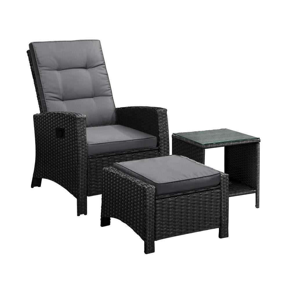 Amalfi Lux Rattan Wicker Outdoor Lounger Set | Weather Resistant Garden Patio Furniture | Adjustable Cushioned Lounger Sets