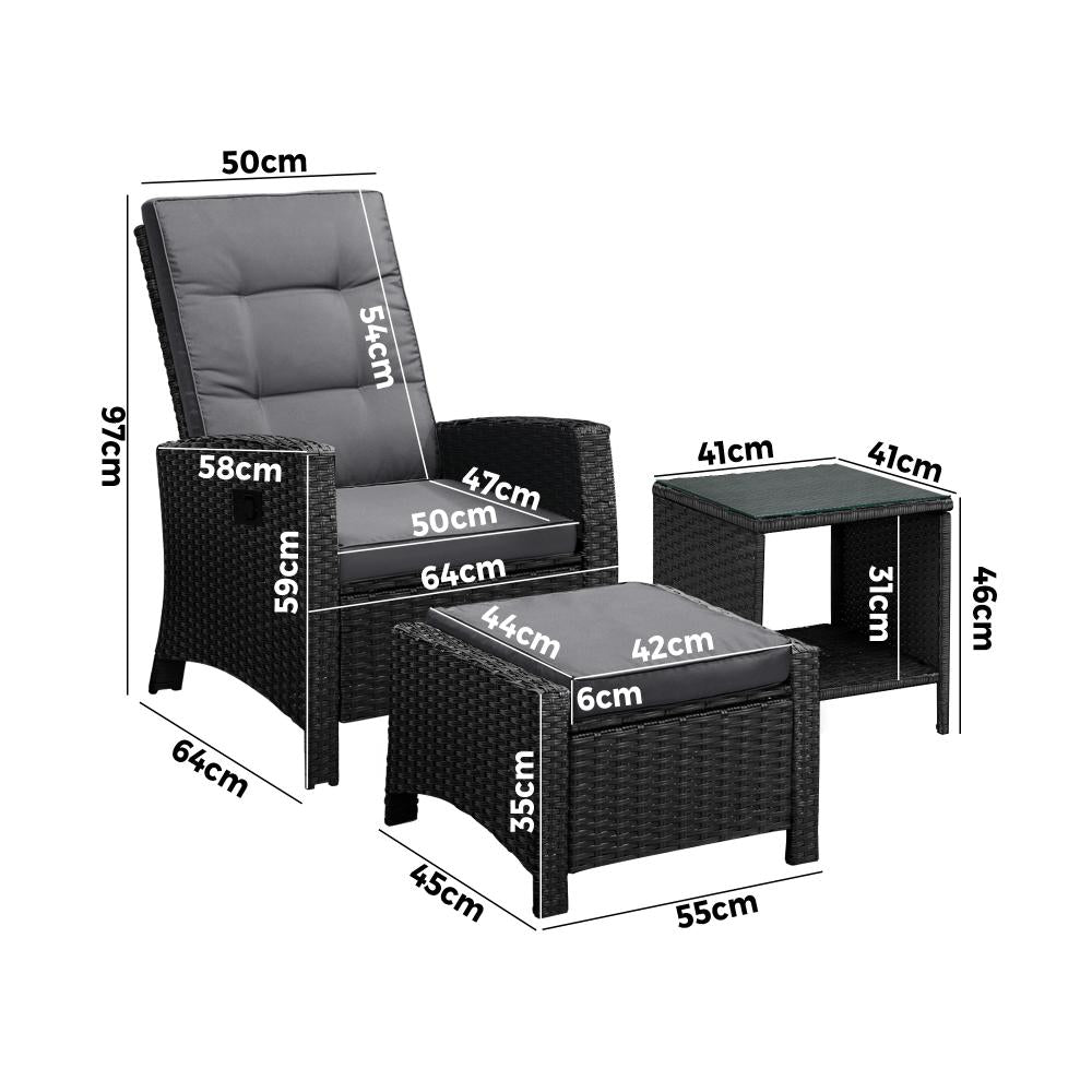 Amalfi Lux Rattan Wicker Outdoor Lounger Set | Weather Resistant Garden Patio Furniture | Adjustable Cushioned Lounger Sets