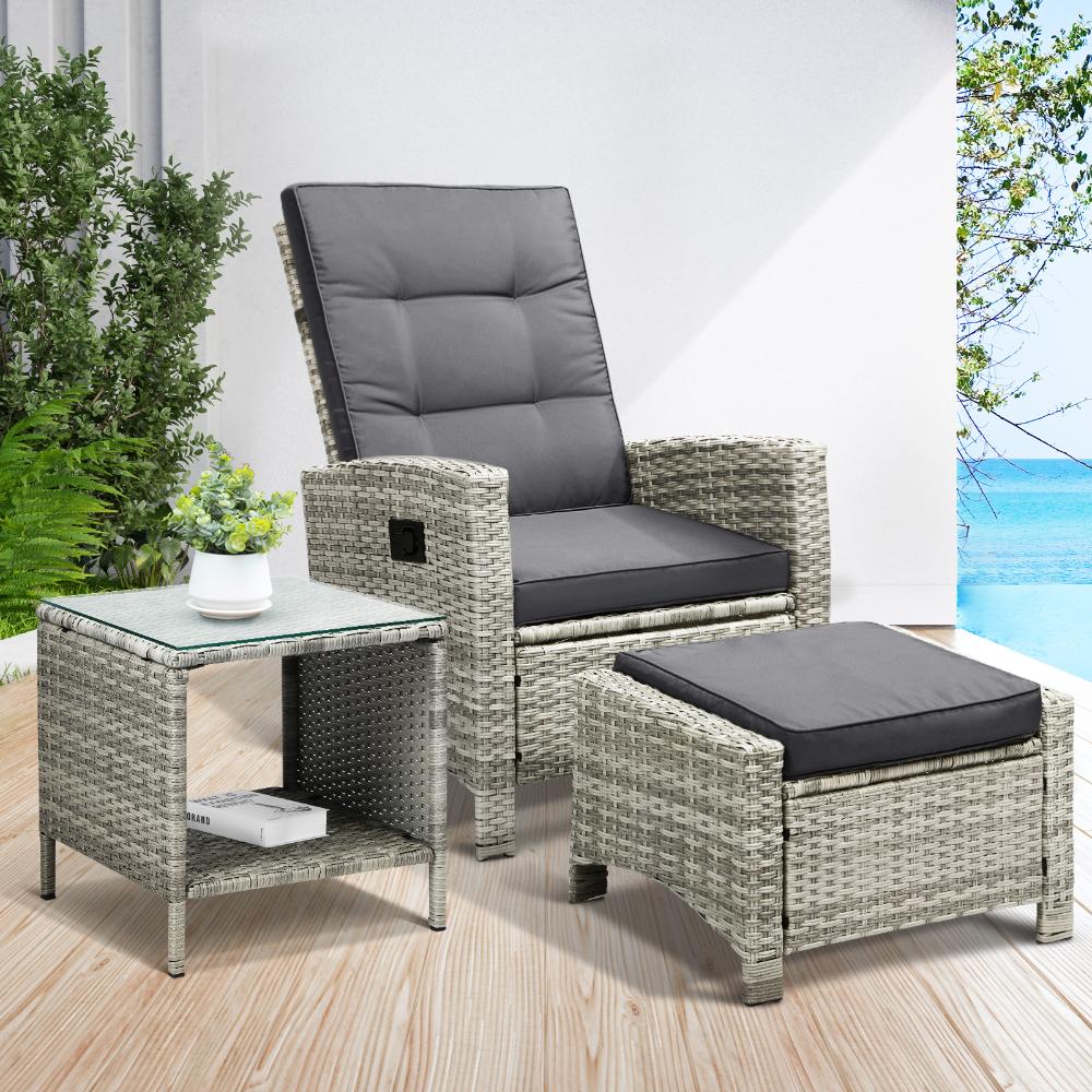 Amalfi Lux Rattan Wicker Outdoor Lounger Set | Weather Resistant Garden Patio Furniture | Adjustable Cushioned Lounger Sets