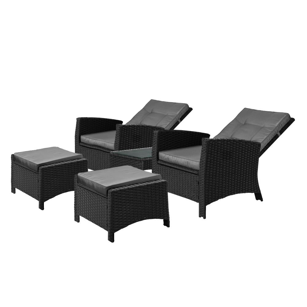 Amalfi Lux Rattan Wicker Outdoor Lounger Set | Weather Resistant Garden Patio Furniture | Adjustable Cushioned Lounger Sets